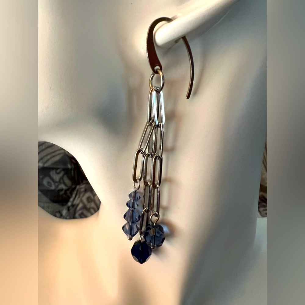 NEW Stainless Steel and Swarovski Crystal Earrings